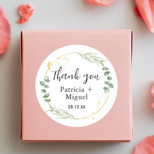 Airy Greenery Personalized Thank You Wedding Classic Round Sticker