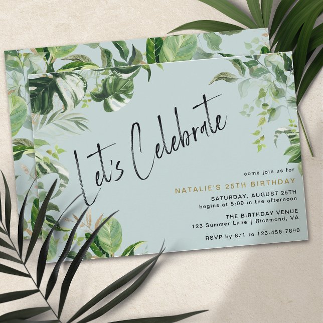 Airy Light Blue | Tropical Summer Any Age Birthday Invitation (Creator Uploaded)