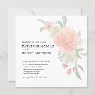 airy light spring floral Wedding Invitation
