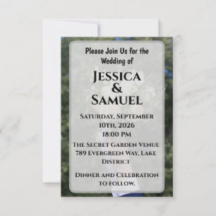 Airy Outdoor Wedding Invitation with White Roses
