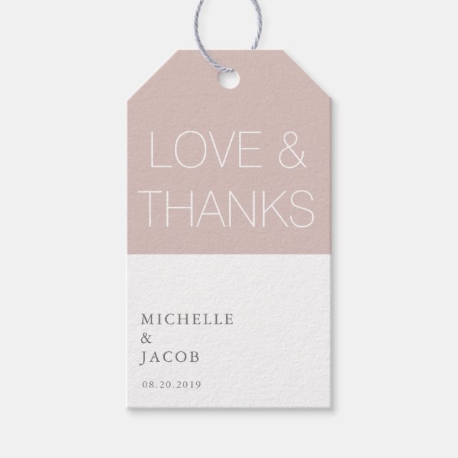 Airy Pastel Blush Silver | Wedding Favour Gift Tag (Front)