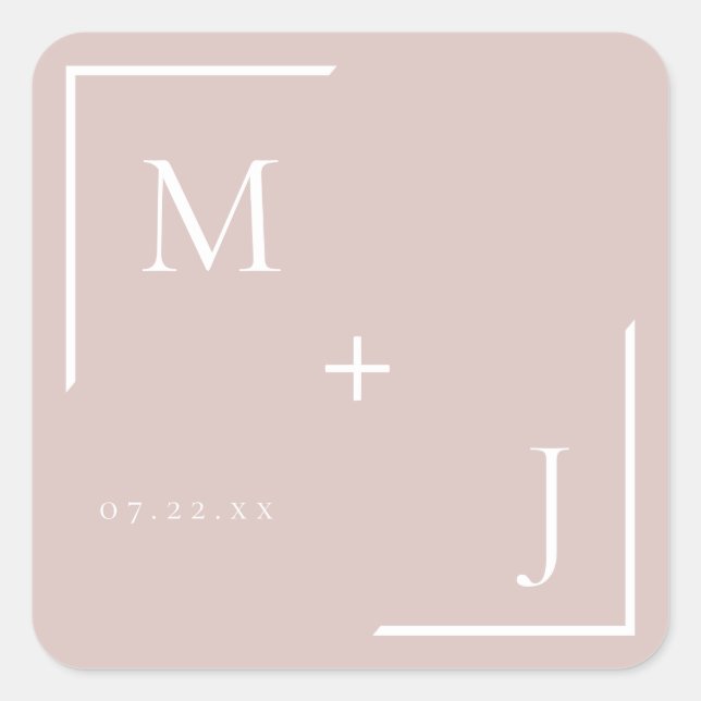 Airy Pastel Dusty Blush  Monogram Sticker (Front)