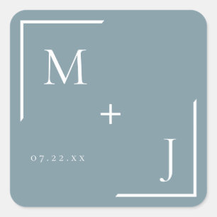Airy Pastel   Slate Blue Monogram Sticker