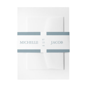 Airy Pastel Slate Blue Wedding Belly Band Invitation Belly Band