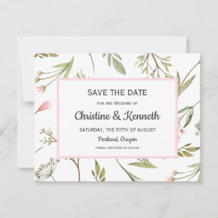 Airy pink meadow flower  Wedding Save the date RSVP Card