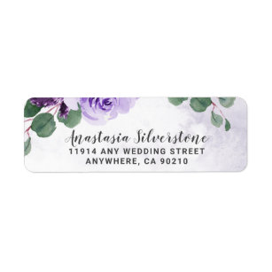 Airy Purple and Silver Floral Boho Wedding Address