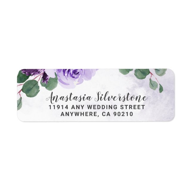 Airy Purple et Silver Floral Boho Mariage Adresse (Devant)