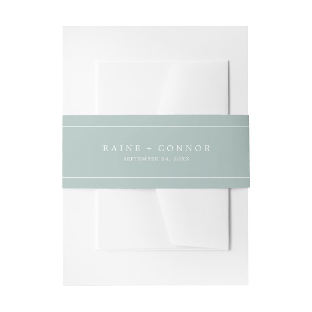 Airy Sage Green Wedding Belly Band Invitation Belly Band (Front Example)