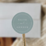 Airy Sage Green Wedding Envelope Seals<br><div class="desc">These airy sage green wedding envelope seals are perfect for a modern wedding. Personalize the label with the names of the bride and groom.</div>
