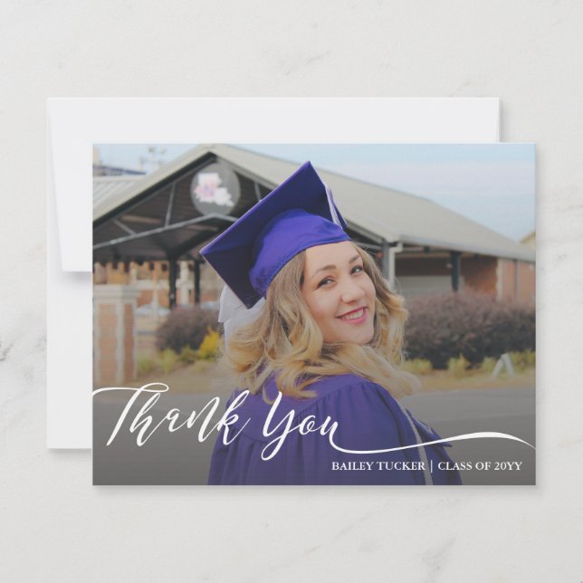 Airy Script Graduation Thank You Note Card (Front)