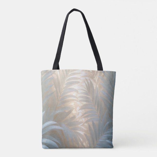 Airy white palm leaves composition in soft hues tote bag (Back)