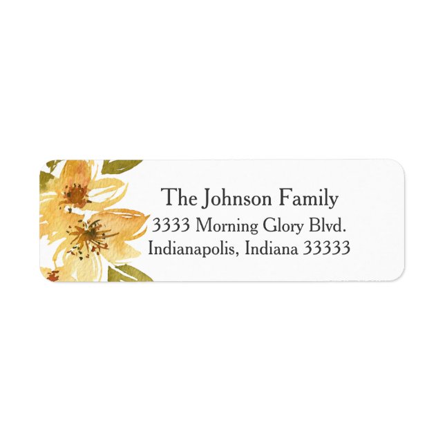 Airy Yellow Floral Wedding Return Address (Front)