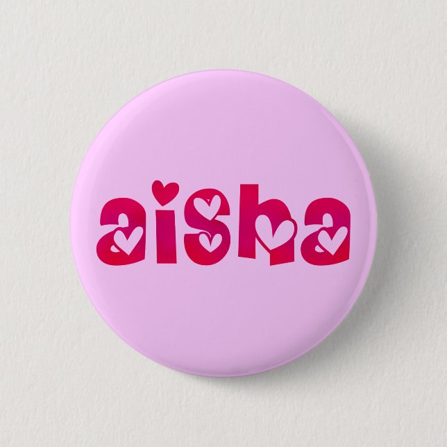 Aisha in Hearts 2 Inch Round Button (Front)