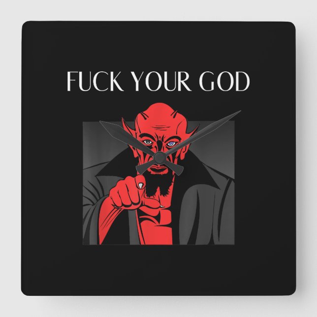 Aist Goat Satan Baphomet GIft Square Wall Clock (Front)