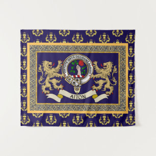 Aiton Clan Badge Personalized Blue Tapestry