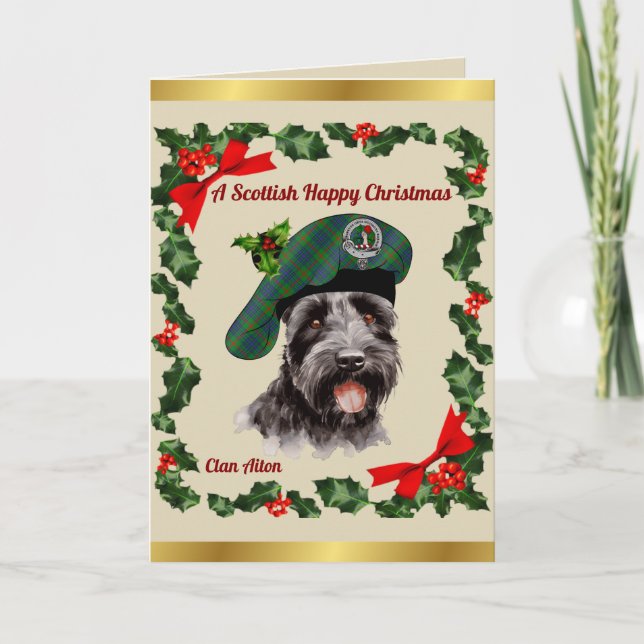 Aiton Scottie Dog Personalized Xmas Card (Front)