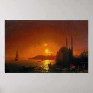 Aivazovsky - View Of Constantinople With Moonligh… Poster