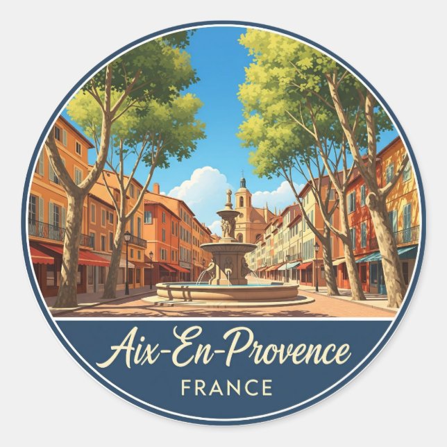 Aix-en-Provence France Travel Classic Round Sticker (Front)