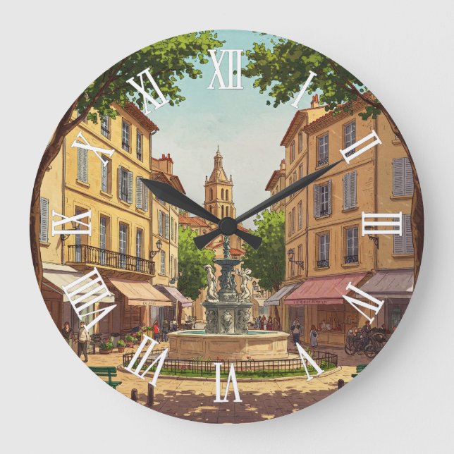 Aix-en-Provence France Travel Large Clock (Front)