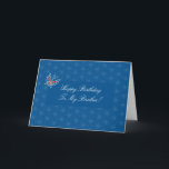 Aiyana Batik Pattern Brother Birthday Card<br><div class="desc">2012 © Floating Lemons 
ALL PRODUCTS & BACKGROUND COLORS ARE FULLY CUSTOMIZABLE. 
 
 A lovely modern contemporary batik print design with stylized lotus flower motifs in mahogany red and butterflies,  set against a geometric background pattern in a gorgeous Venice blue.  A beautiful design for cards and gifts!</div>