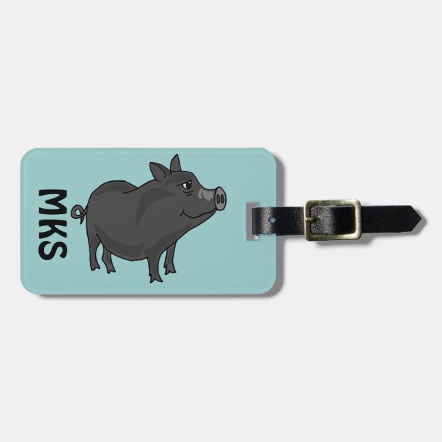 AJ- Pot Bellied Pig Luggage tag (Front Horizontal)