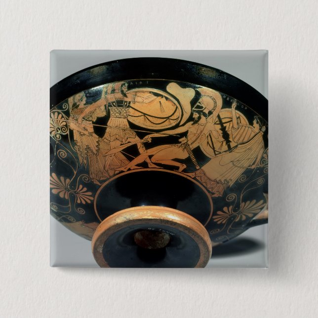 Ajax, urged on by Athena 2 Inch Square Button (Front)