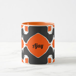AJAY ~ Zany 3D Fractal ~ Black White Orange Mug