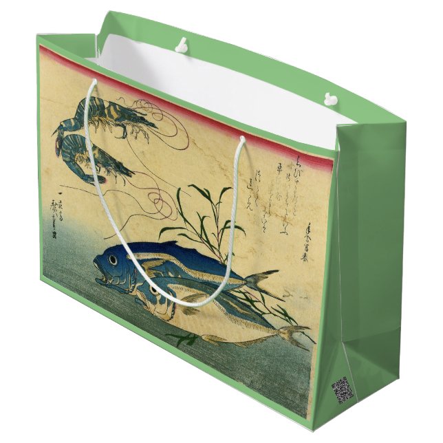 Aji & Ebi - Hiroshige's Colourful Japanese Fish Large Gift Bag (Back Angled)
