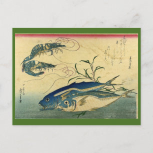 Aji & Ebi - Hiroshige's Colourful Japanese Fish Postcard