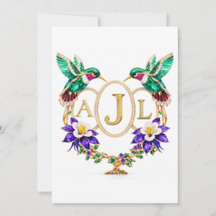 AJL Hummingbird Wedding Any Letters Custom CO Invitation
