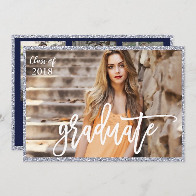 AJOUTER LA PHOTO - Invitation Parties scintillant  (Devant / Derrière)