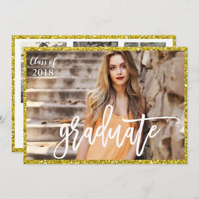 AJOUTER LA PHOTO - Invitation Parties scintillant  (Devant / Derrière)