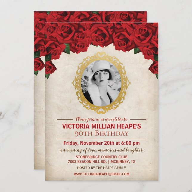 AJOUTER LA PHOTO - Invitation Rose Jalon Anniversa (Devant / Derrière)