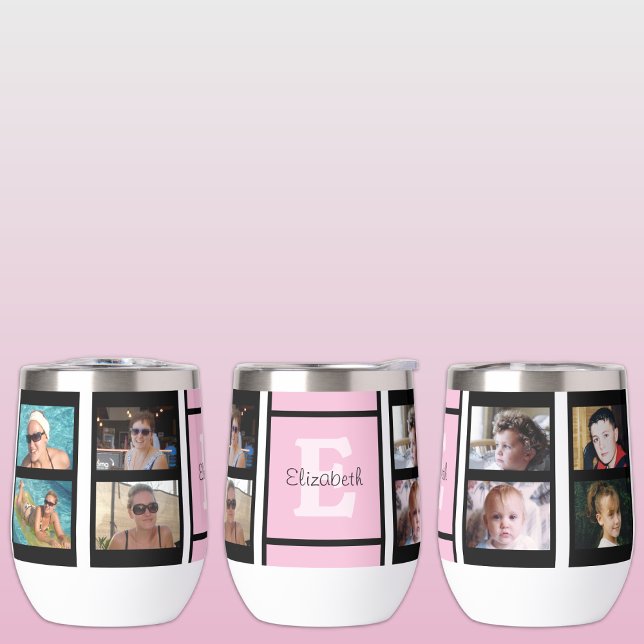 Ajouter le nom initial 8 photos rose et noir (Créateur téléchargé)