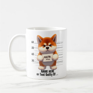 Ajouter le nom Texte, Akita Chien Mug Tiré