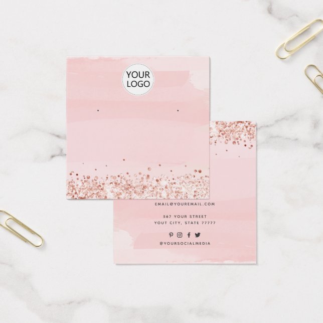 Ajouter Logo Blush Pink Bijoux d'oreille carte d'a (Bureau)