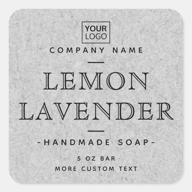 Ajouter logo carré texture papier gris étiquettes  (Devant)