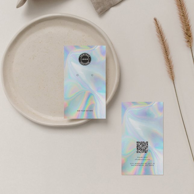 Ajouter Logo Code QR - Carte d'affichage Holograph (Company Logo and QR Code Holographic Earring Display Card)
