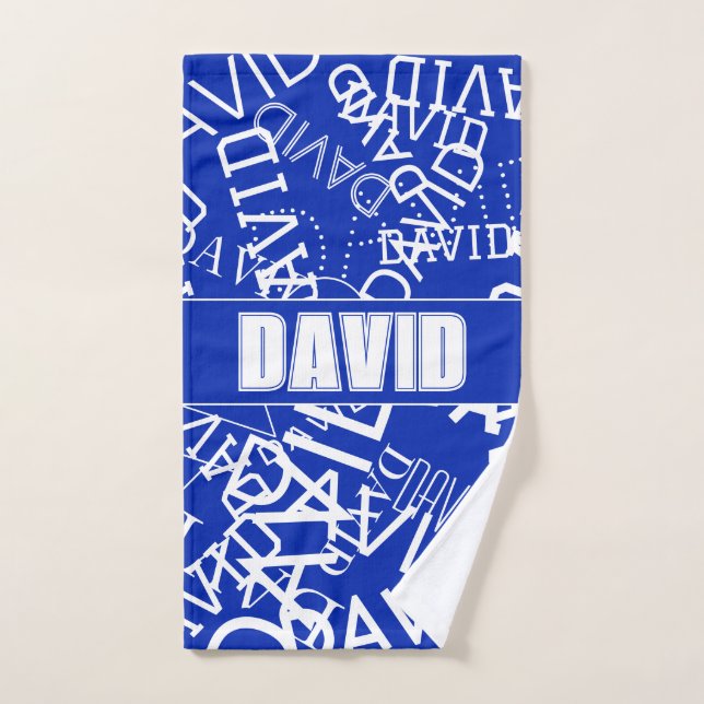 Ajouter n'importe quel nom, nom collage En bleu &  (Serviette à main)