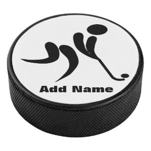 Ajouter Nom Stick du joueur de hockey Puck noir bl