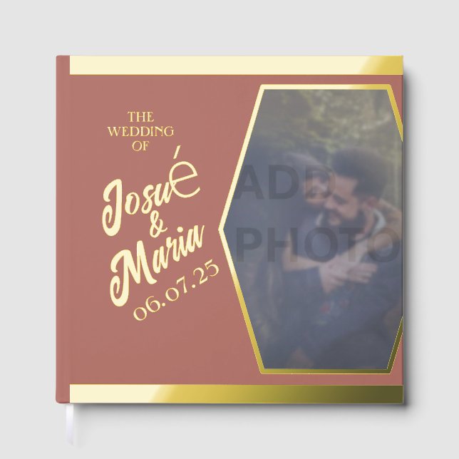 Ajouter Photo Moderne Mariage Foil Livre d'Invité (Recto)