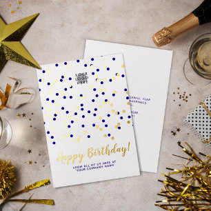 Ajouter un logo Papier d'or Confettis Bleus Carte