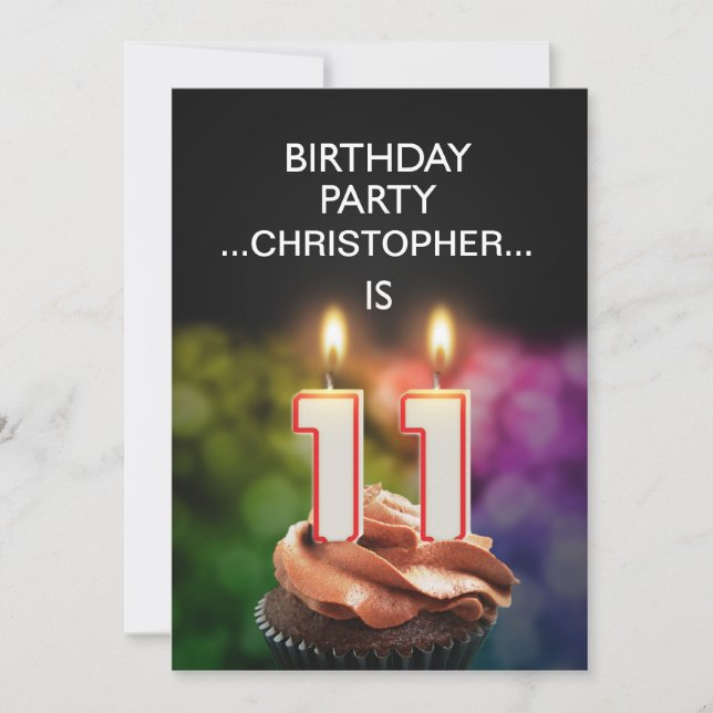 Ajouter un nom, 11e fête d'anniversaire Invitation (Devant)