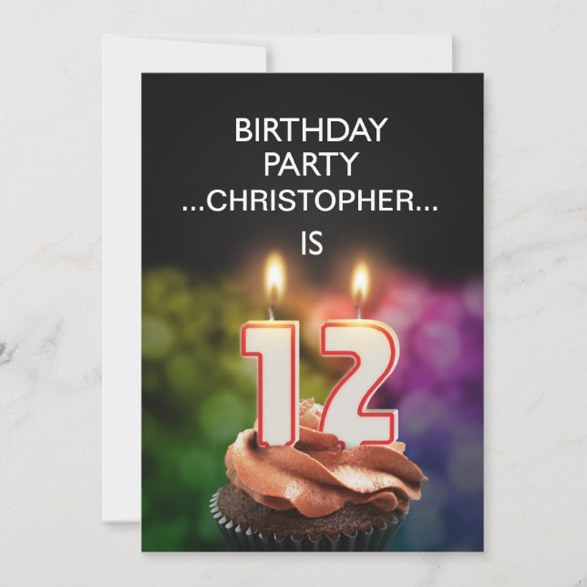 Ajouter un nom, 12e fête d'anniversaire Invitation (Devant)