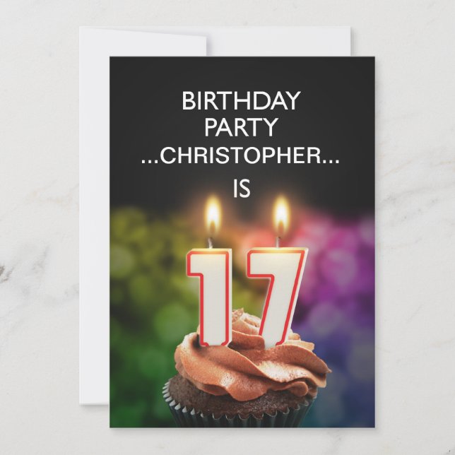 Ajouter un nom, 17th Birthday party Invitation (Devant)