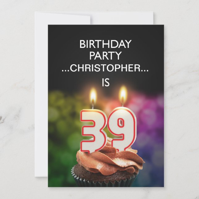 Ajouter un nom, 39e fête d'anniversaire Invitation (Devant)