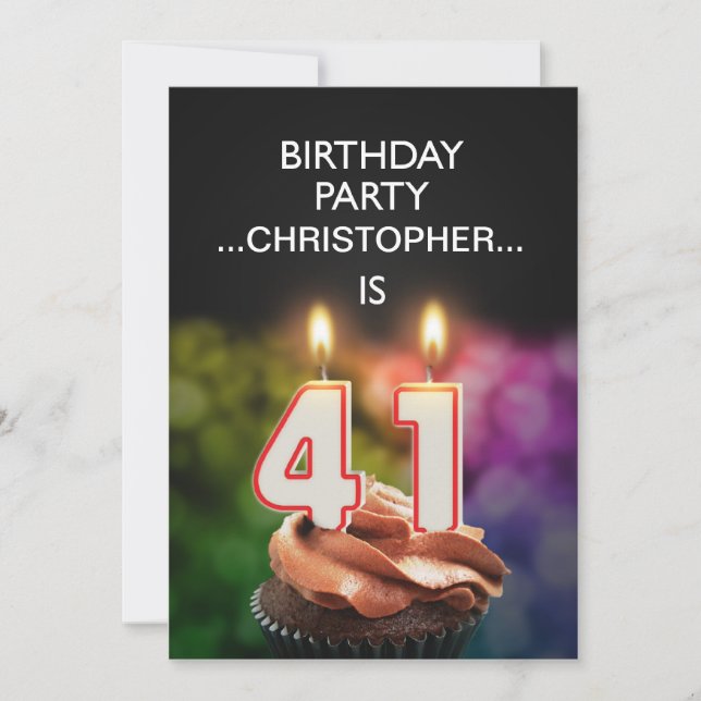 Ajouter un nom, 41e fête d'anniversaire Invitation (Devant)