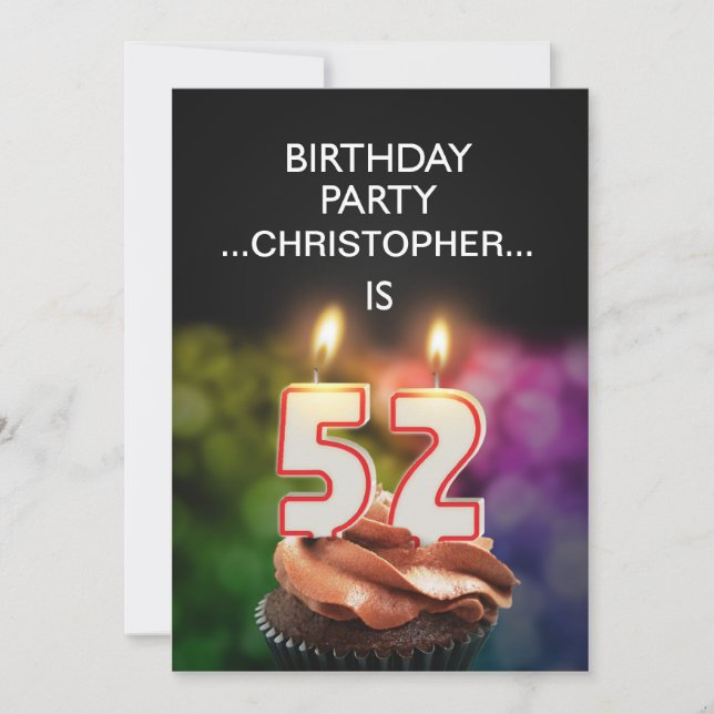 Ajouter un nom, 52e fête d'anniversaire Invitation (Devant)