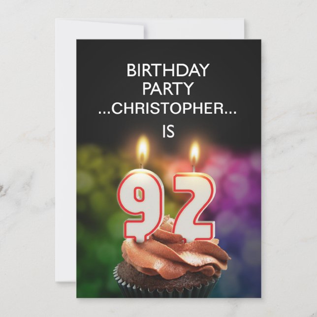 Ajouter un nom, 92e fête d'anniversaire Invitation (Devant)