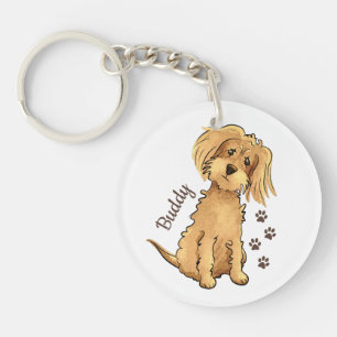 Ajouter un nom Cute Fluffy Brown chien acrylique